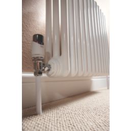 Drayton TRV4 15mm x 1/2" White/Chrome Angled & L/S Designer Thermostatic Radiator Valve & Lockshield