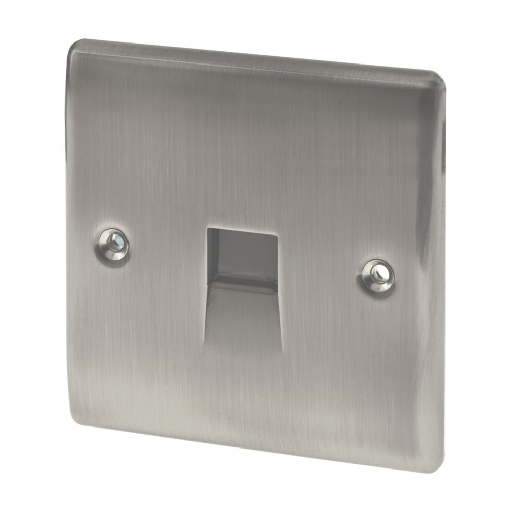 British General Nexus Metal 1-Gang Slave Telephone Socket Brushed Iridium