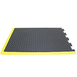 COBA Europe Bubblemat Anti-Fatigue Floor End Mat Black / Yellow 1.2m x 0.9m x 14mm