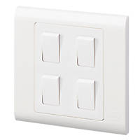 MK Essentials 10AX 4-Gang 1-Way Light Switch  White with White Inserts