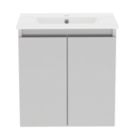 Newland  Double Door Wall-Mounted Vanity Unit with Basin Matt Pearl Grey 500mm x 370mm x 540mm