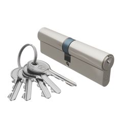 Smith & Locke Fire Rated 1 Star Double Double Cylinder Lock 50-50 (100mm) Satin Nickel