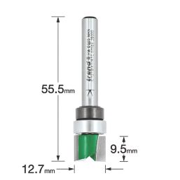 Trend C121BX1/4TC 1/4" Shank Double-Flute Straight Bearing-Guided Template Profiler 12.7mm x 9.5mm