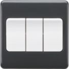 Knightsbridge Part M 10AX 3-Gang 2-Way Light Switch  Anthracite