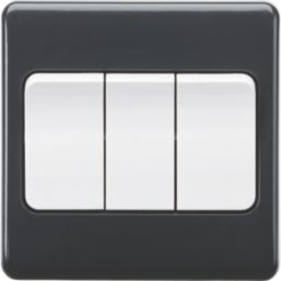 Knightsbridge Part M 10AX 3-Gang 2-Way Light Switch  Anthracite