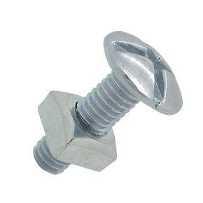 Steel Roofing Nuts & Bolts 5x M8 x 20mm Bright Zinc Plated BZP 