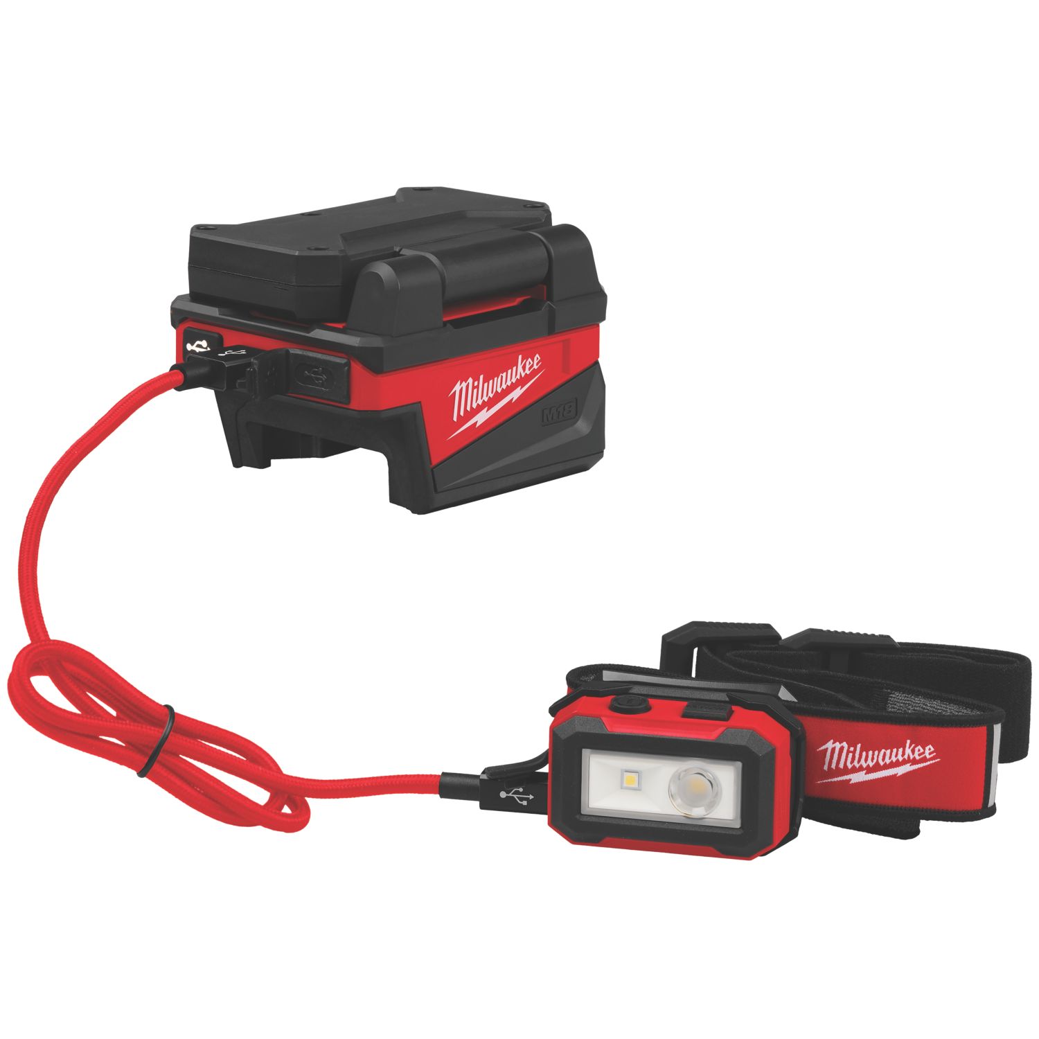 Milwaukee M18ALIS-0 18V Li-Ion RedLithium Cordless LED Service Area Light + 2.4A 2-Outlet Type A & C USB Charger - Bare (344EU)