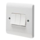 Crabtree Instinct 10AX 3-Gang 2-Way Light Switch  White