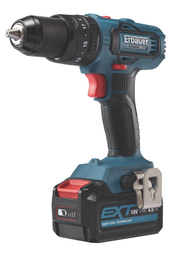 Erbauer EBCD18Li 2 18V 1 x 4.0Ah Li Ion EXT Cordless Combi Drill