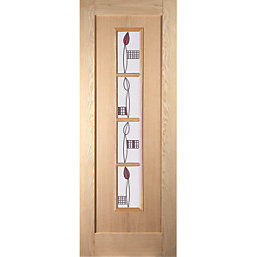 Jeld-Wen Mackintosh 4-Semi-Translucent Light Unfinished Oak Veneer Wooden Shaker Internal Door 1981mm x 762mm
