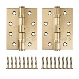 Smith & Locke  Brass Grade 13 Fire Rated Ball Bearing Door Hinges 102mm x 76mm 2 Pack