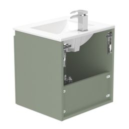 Newland  Double Door Wall-Mounted Vanity Unit with Basin Matt Sage Green 500mm x 450mm x 540mm