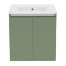 Newland  Double Door Wall-Mounted Vanity Unit with Basin Matt Sage Green 500mm x 450mm x 540mm