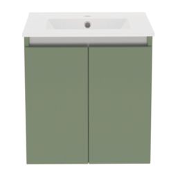 Newland  Double Door Wall-Mounted Vanity Unit with Basin Matt Sage Green 500mm x 450mm x 540mm