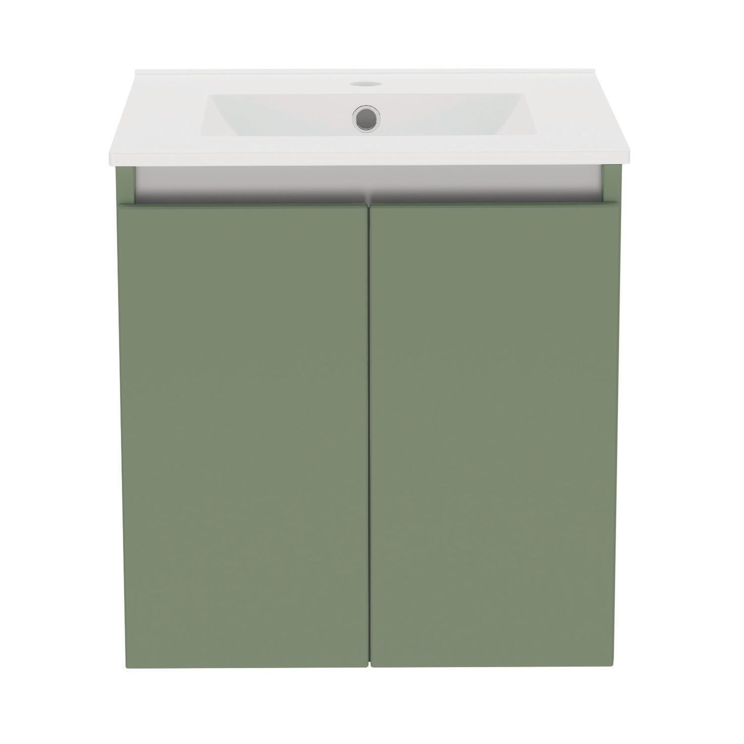 Newland Double Door Wall-Mounted Vanity Unit with Basin Matt Sage Green 500mm x 450mm x 540mm (344RN)