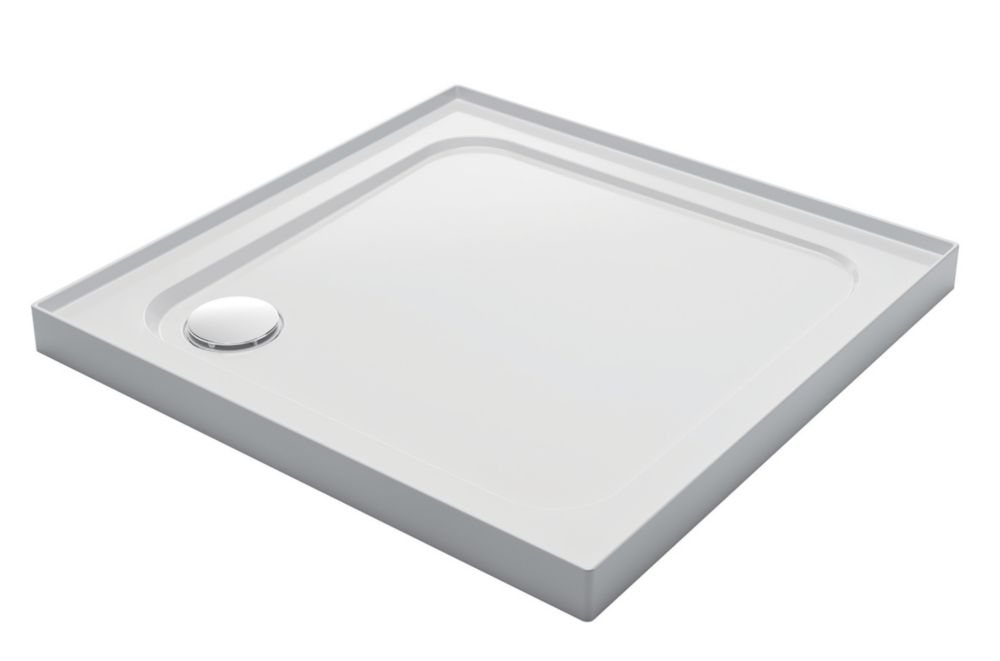 Mira Flight Low Corner Waste Square Shower Tray with 4 Upstands White