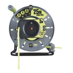 Masterplug PRO-XT 13A 1-Gang 28m  25+3m IP54 Reverse Cable Reel 13A 240V