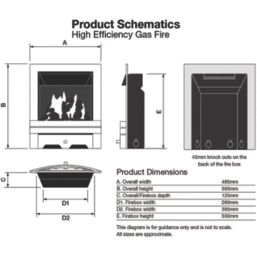 Focal Point Elysee Chrome Rotary Control Inset Gas High Efficiency Fire 500mm x 125mm x 585mm