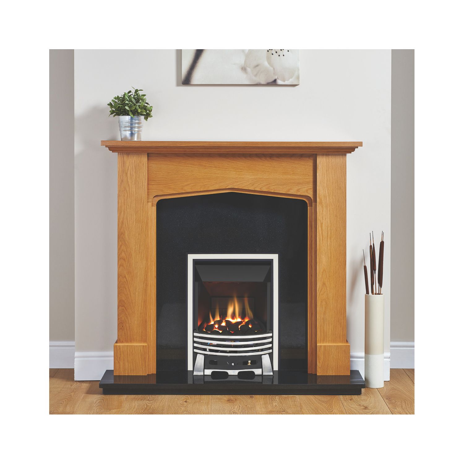 Focal Point Elysee Chrome Rotary Control Inset Gas High Efficiency Fire 500mm x 125mm x 585mm (3456G)