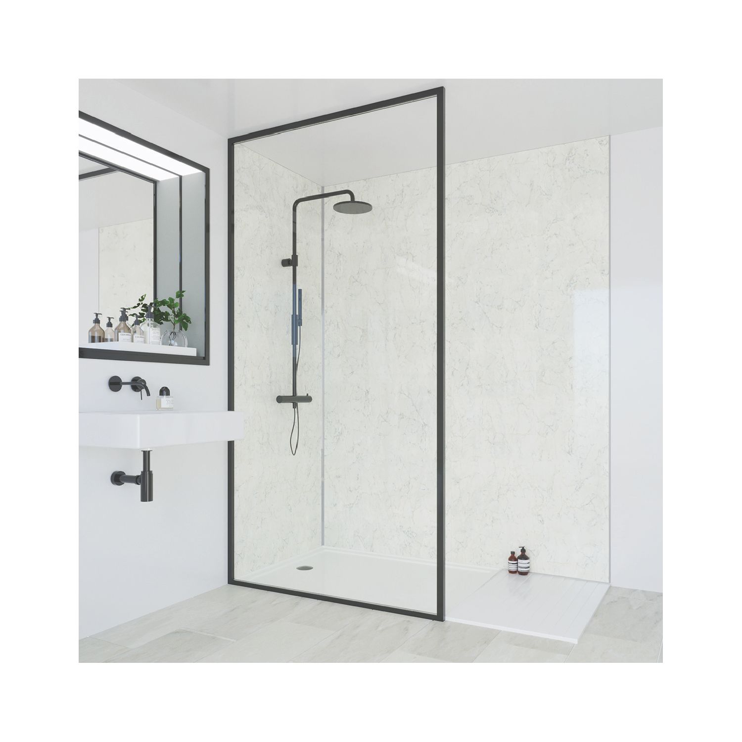 Multipanel Unlipped Bathroom Waterproof Wall Panel Gloss Grey Marble 2400mm x 1200mm x 11mm (345CG)