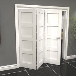 Green & Taylor 4-Panel Roomfold 3-Door Primed White Wooden Shaker Internal Bi-Fold Doors 2060mm x 1905mm