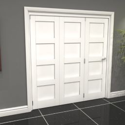 Green & Taylor 4-Panel Roomfold 3-Door Primed White Wooden Shaker Internal Bi-Fold Doors 2060mm x 1905mm