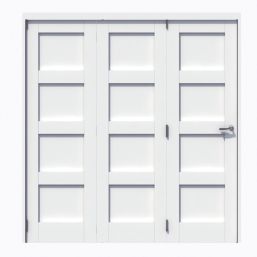 Green & Taylor 4-Panel Roomfold 3-Door Primed White Wooden Shaker Internal Bi-Fold Doors 2060mm x 1905mm