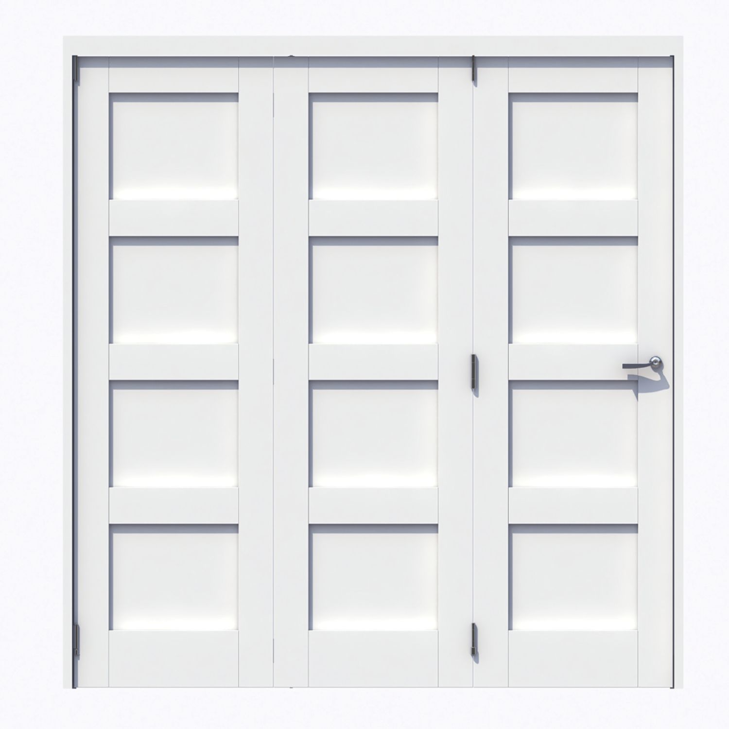 Green & Taylor 4-Panel Roomfold 3-Door Primed White Wooden Shaker Internal Bi-Fold Doors 2060mm x 1905mm (345CT)