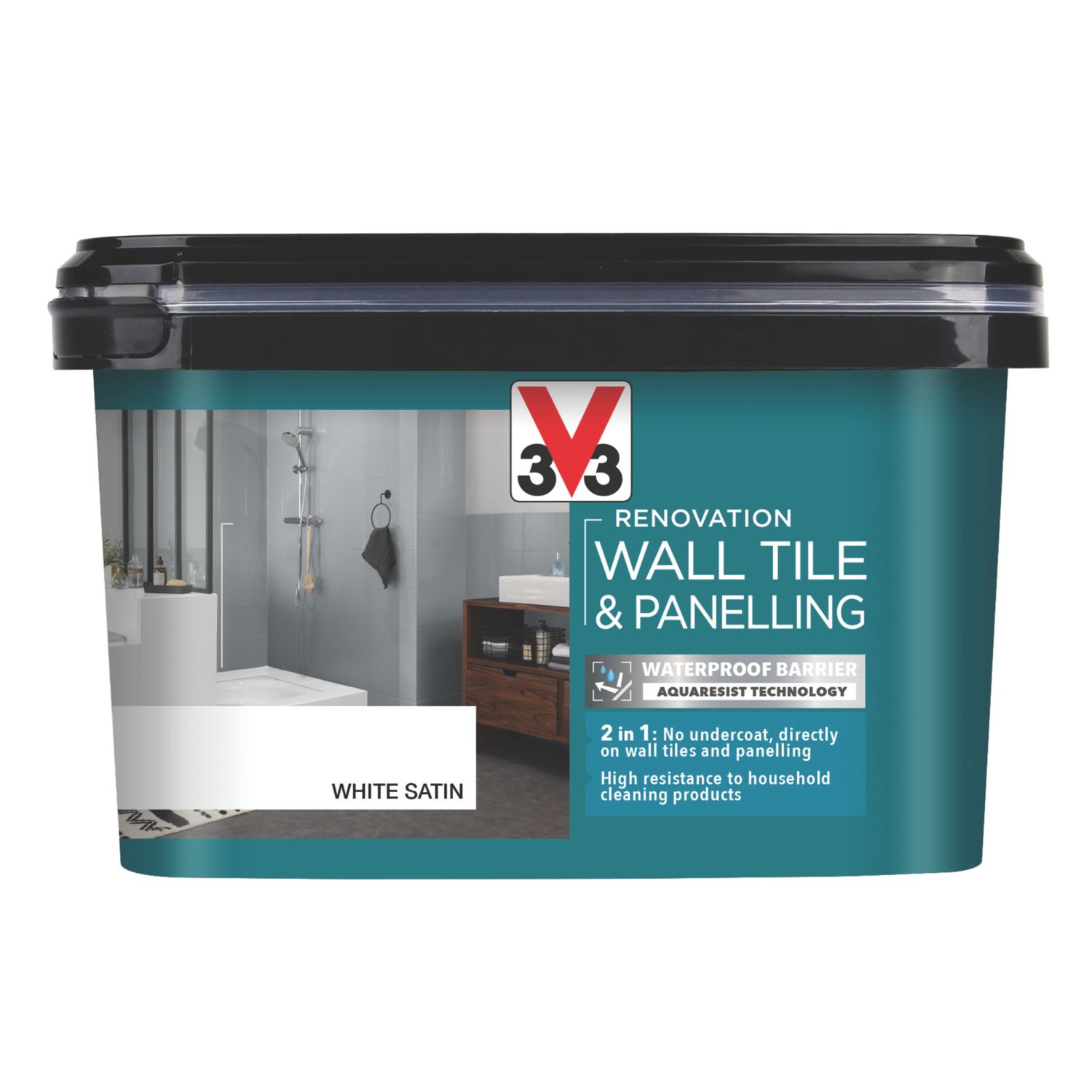 V33 2Ltr White Satin Tile Paint (345FW)