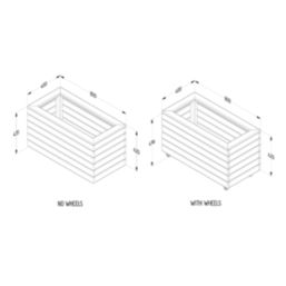 Forest Linear Rectangular Garden Planter with Wheels Natural Timber 800mm x 400mm x 496mm