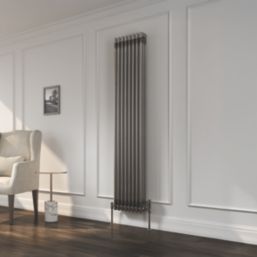Reina 1800mm x 380mm 3382BTU Raw Metal Vertical 2 Column Radiator