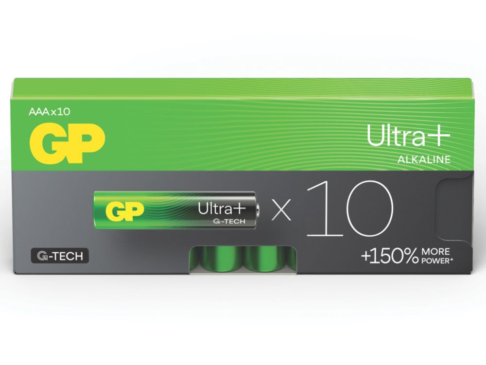 GP Batteries Ultra Plus AAA Alkaline Batteries 10 Pack Screwfix