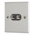 Contactum iConic 2-Gang F-Type Satellite Socket Brushed Steel with Black Inserts