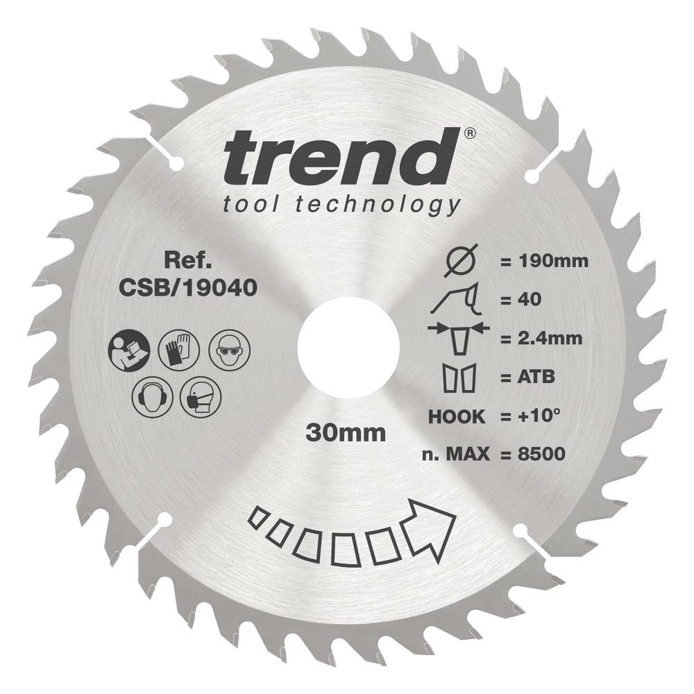 Trend CraftPro CSB/19040 Wood Circular Saw blade 190mm x 30mm 40T