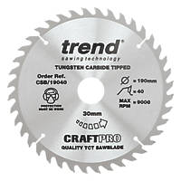 Trend CraftPo CSB/19040 Wood Circular Saw blade 190 x 30mm 40T