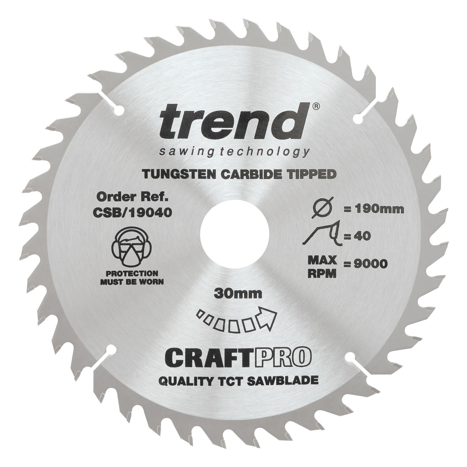 Trend CSB/19040 Wood Circular Saw blade 190mm x 30mm 40T (345XG)