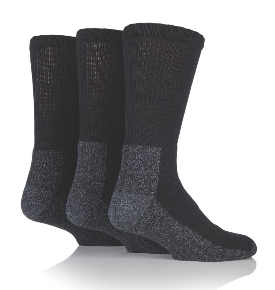 SockShop Heavy Duty Safety Boot Socks Black Size 6-11 3 Pairs - Screwfix