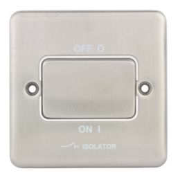 Hager Sollysta WRPS3PIBSW 10A 1-Gang 3-Pole Isolator Switch Brushed Steel  with White Inserts