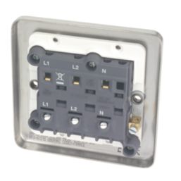 Hager Sollysta WRPS3PIBSW 10A 1-Gang 3-Pole Isolator Switch Brushed Steel  with White Inserts