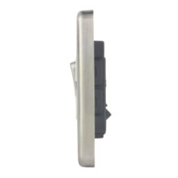 Hager Sollysta WRPS3PIBSW 10A 1-Gang 3-Pole Isolator Switch Brushed Steel  with White Inserts