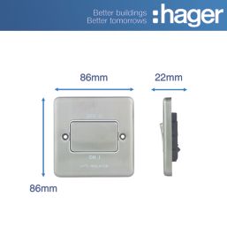 Hager Sollysta WRPS3PIBSW 10A 1-Gang 3-Pole Isolator Switch Brushed Steel  with White Inserts