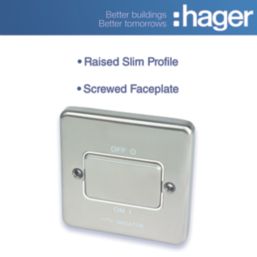 Hager Sollysta WRPS3PIBSW 10A 1-Gang 3-Pole Isolator Switch Brushed Steel  with White Inserts