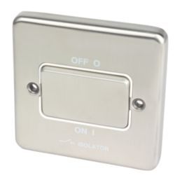 Hager Sollysta WRPS3PIBSW 10A 1-Gang 3-Pole Isolator Switch Brushed Steel  with White Inserts