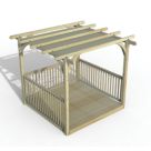Forest Ultima 8' x 8' (Nominal) Flat Pergola & Decking Kit with 3 x Balustrades & Canopy