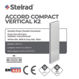 Stelrad 1800mm x 500mm 6756BTU White Type 22 Convector Radiator