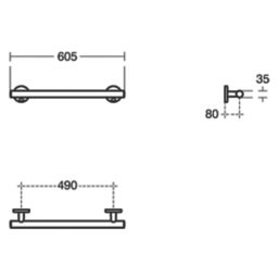Armitage Shanks Contemporary 21 Straight Doc M 60cm Grab Rail Silver 490mm
