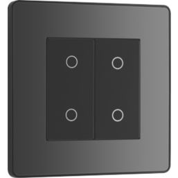British General Evolve 2-Gang 2-Way LED Double Master Touch Trailing Edge Dimmer Switch  Black Chrome
