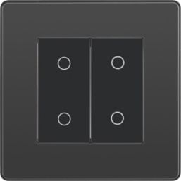 British General Evolve 2-Gang 2-Way LED Double Master Touch Trailing Edge Dimmer Switch  Black Chrome