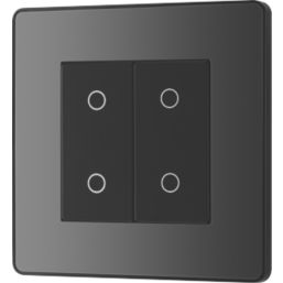 British General Evolve 2-Gang 2-Way LED Double Master Touch Trailing Edge Dimmer Switch  Black Chrome