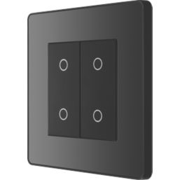 British General Evolve 2-Gang 2-Way LED Double Master Touch Trailing Edge Dimmer Switch  Black Chrome